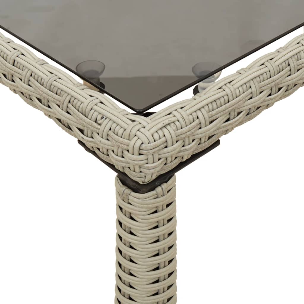 Tuintafel met glazen blad 115x54x74 cm poly rattan lichtgrijs is nu te koop bij PeponiXL, paradijselijk wonen!