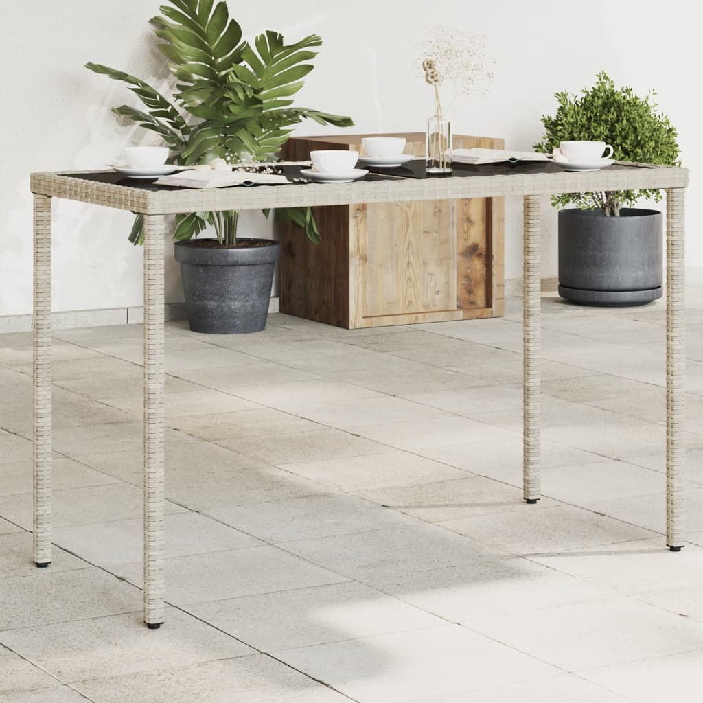 Tuintafel met glazen blad 115x54x74 cm poly rattan lichtgrijs is nu te koop bij PeponiXL, paradijselijk wonen!