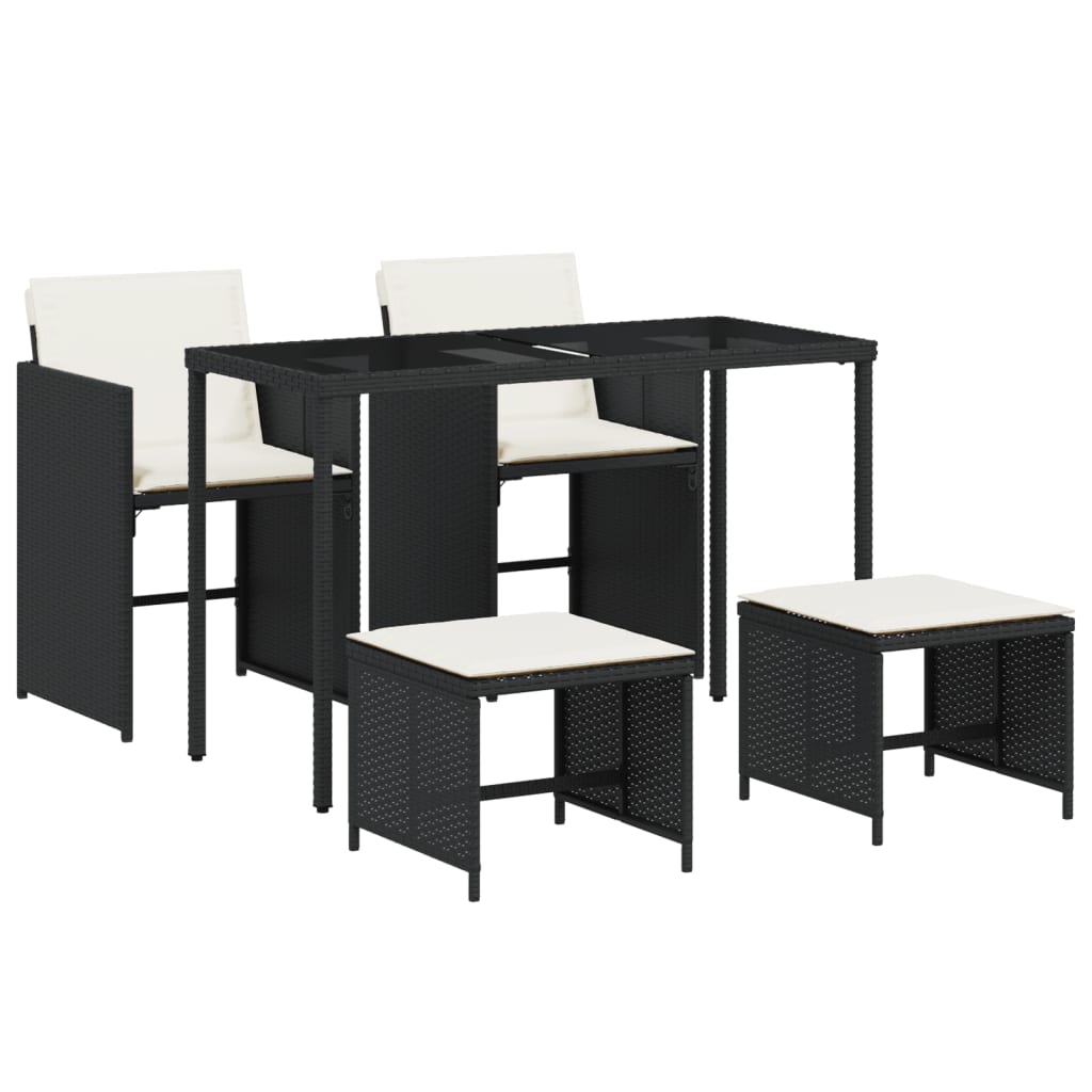 5-delige Tuinset met kussens poly rattan zwart is nu te koop bij PeponiXL, paradijselijk wonen!
