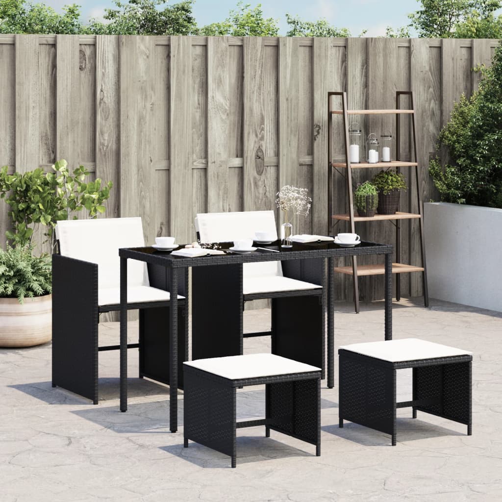 5-delige Tuinset met kussens poly rattan zwart is nu te koop bij PeponiXL, paradijselijk wonen!