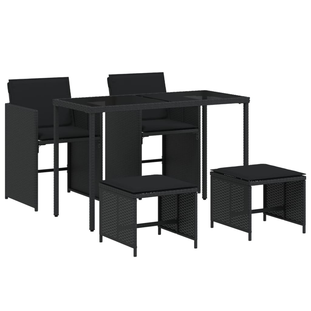 5-delige Tuinset met kussens poly rattan zwart is nu te koop bij PeponiXL, paradijselijk wonen!