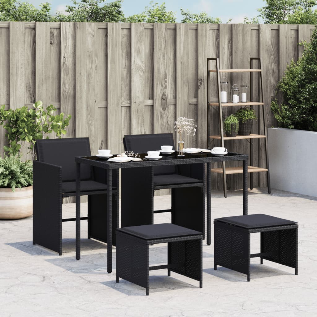 5-delige Tuinset met kussens poly rattan zwart is nu te koop bij PeponiXL, paradijselijk wonen!