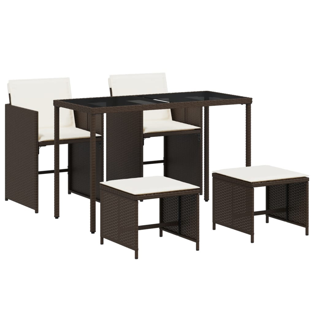 5-delige Tuinset met kussens poly rattan bruin is nu te koop bij PeponiXL, paradijselijk wonen!