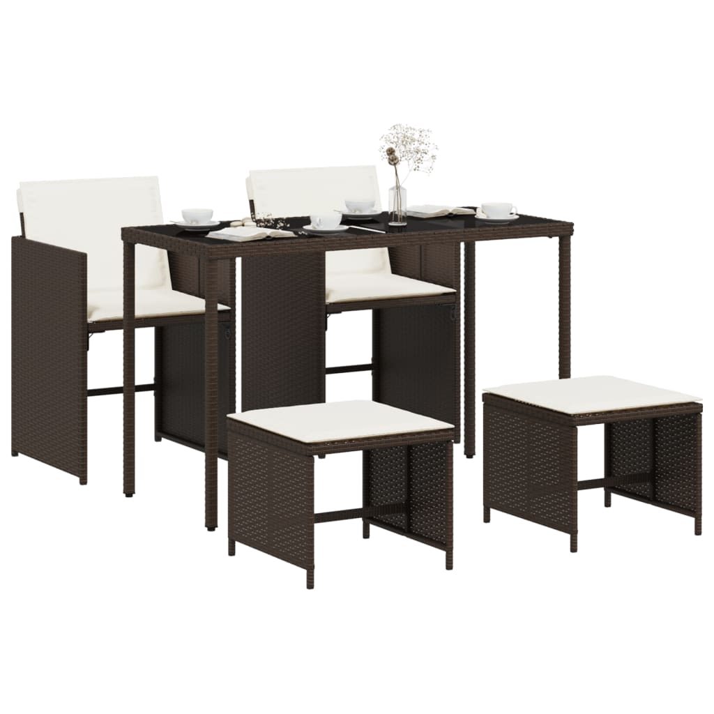5-delige Tuinset met kussens poly rattan bruin is nu te koop bij PeponiXL, paradijselijk wonen!