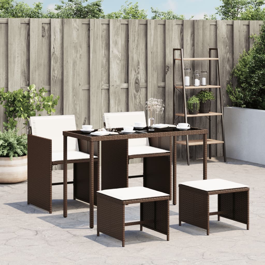5-delige Tuinset met kussens poly rattan bruin is nu te koop bij PeponiXL, paradijselijk wonen!