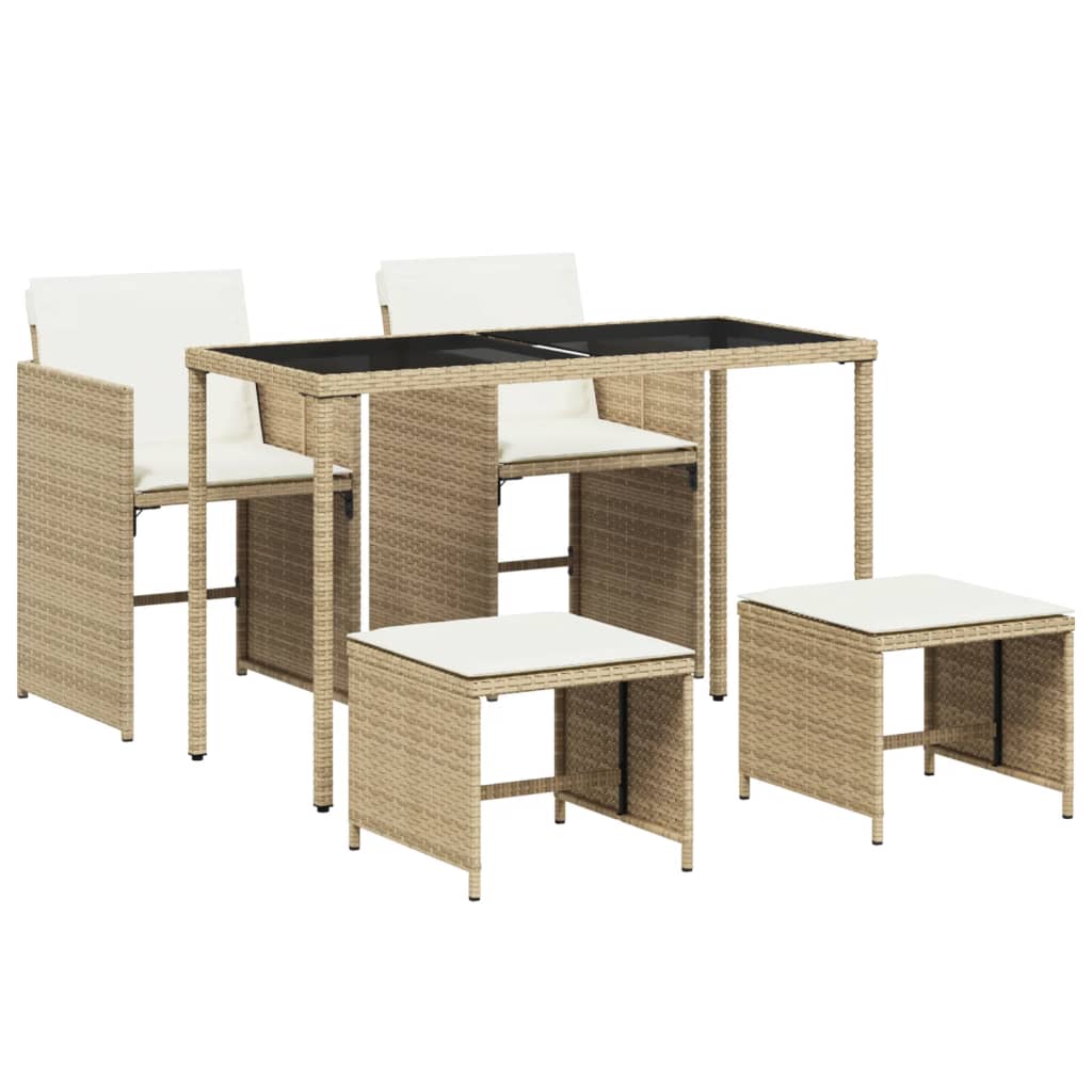 5-delige Tuinset met kussens poly rattan beige is nu te koop bij PeponiXL, paradijselijk wonen!