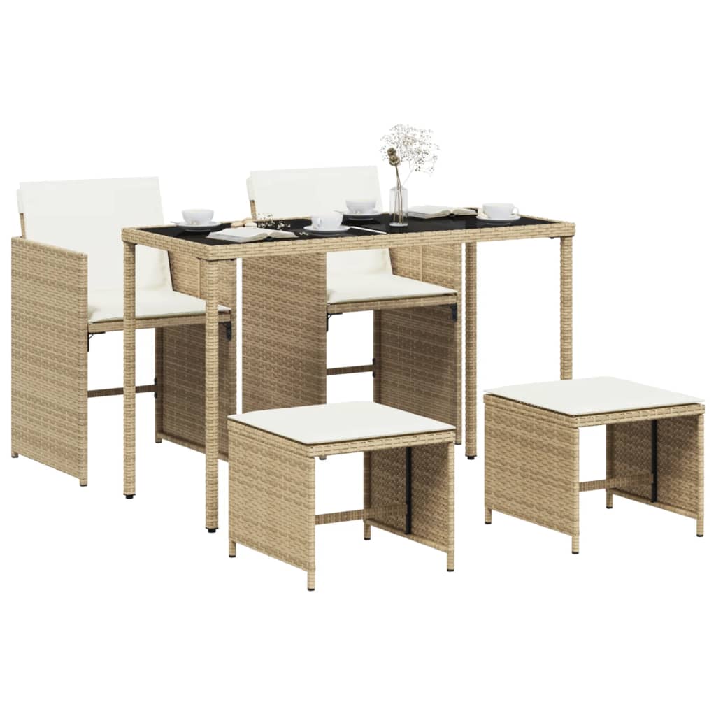 5-delige Tuinset met kussens poly rattan beige is nu te koop bij PeponiXL, paradijselijk wonen!