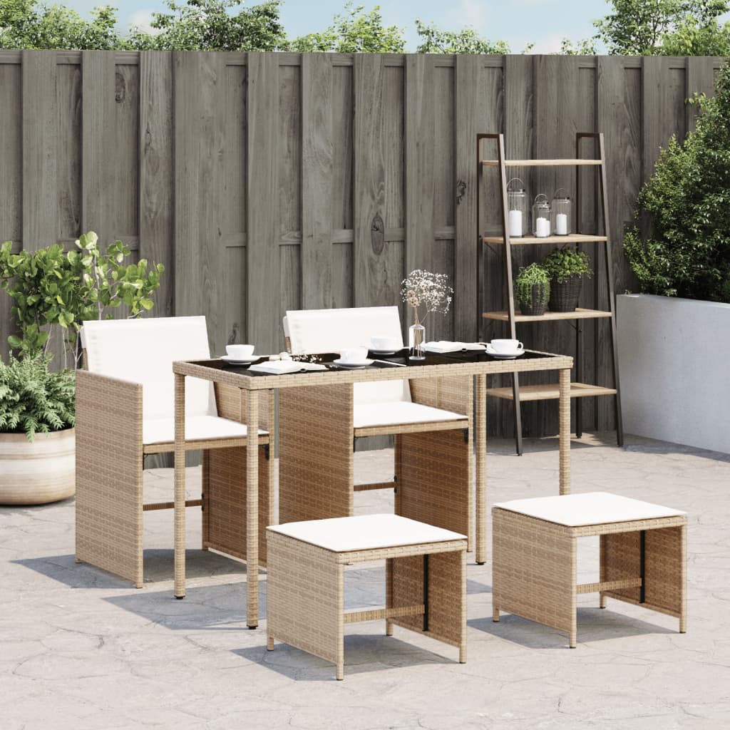 5-delige Tuinset met kussens poly rattan beige is nu te koop bij PeponiXL, paradijselijk wonen!