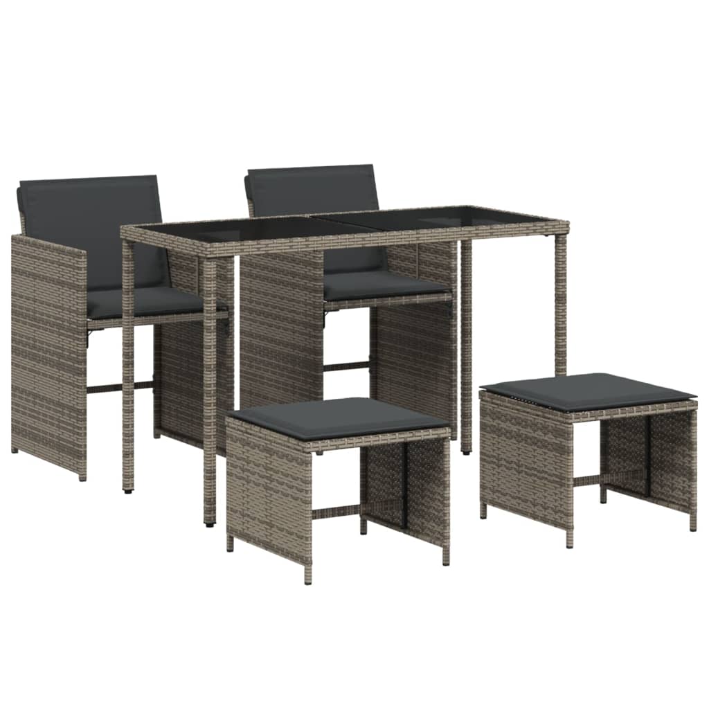 5-delige Tuinset met kussens poly rattan grijs is nu te koop bij PeponiXL, paradijselijk wonen!