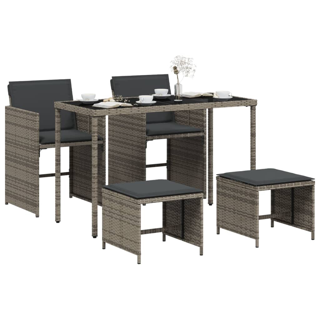 5-delige Tuinset met kussens poly rattan grijs is nu te koop bij PeponiXL, paradijselijk wonen!