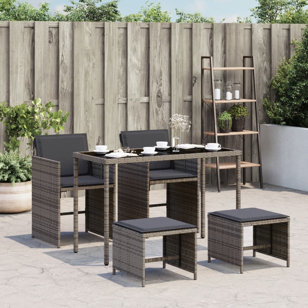 5-delige Tuinset met kussens poly rattan grijs is nu te koop bij PeponiXL, paradijselijk wonen!