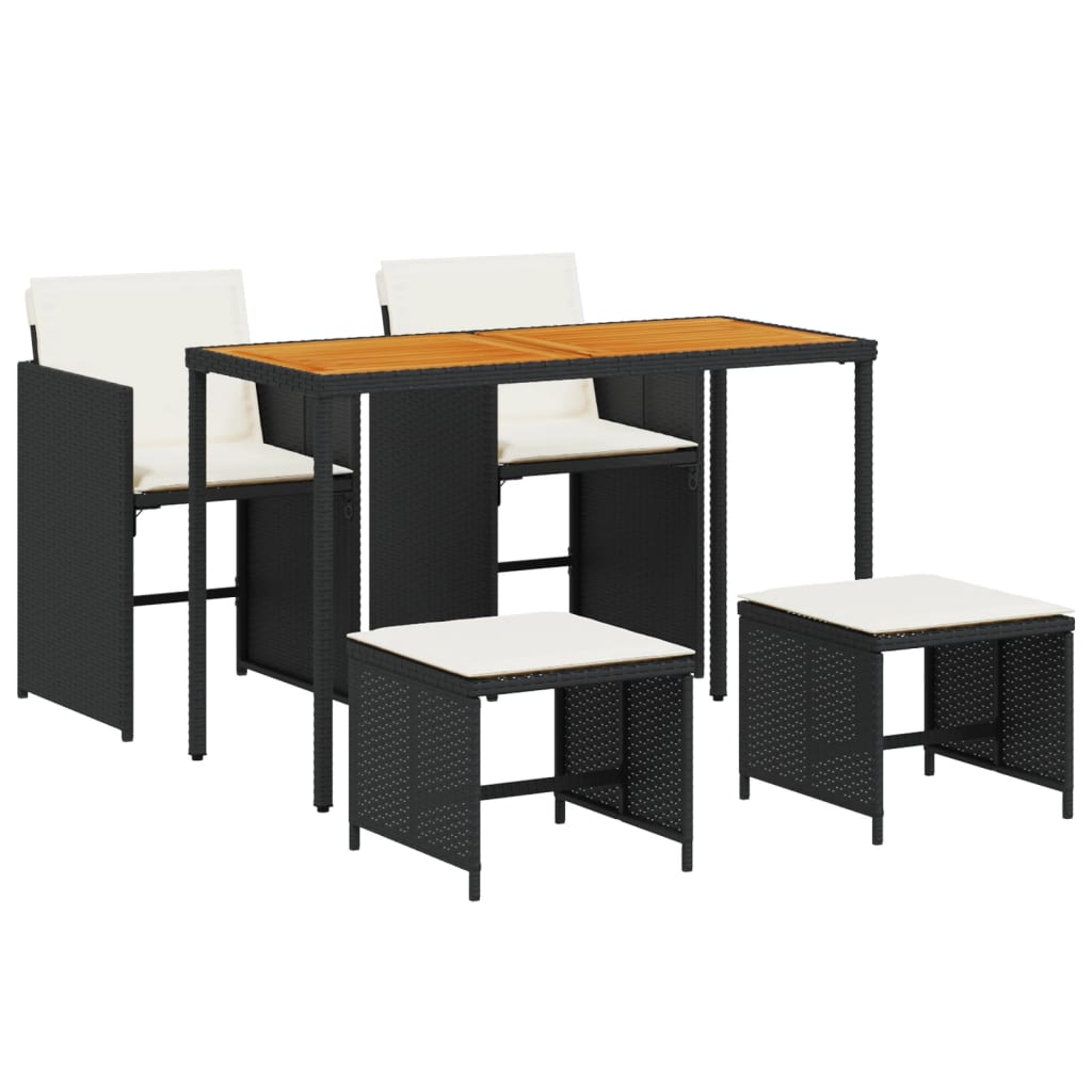 5-delige Tuinset met kussens poly rattan zwart is nu te koop bij PeponiXL, paradijselijk wonen!