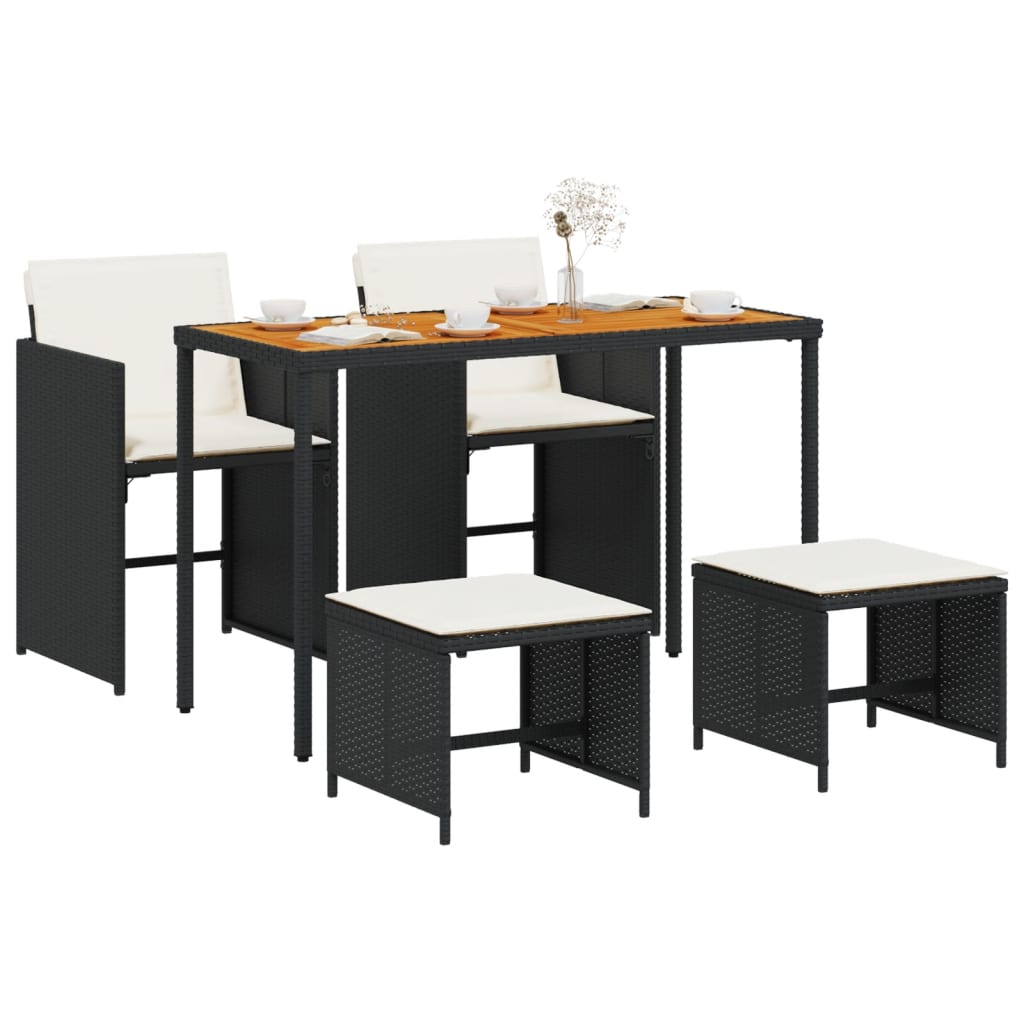 5-delige Tuinset met kussens poly rattan zwart is nu te koop bij PeponiXL, paradijselijk wonen!