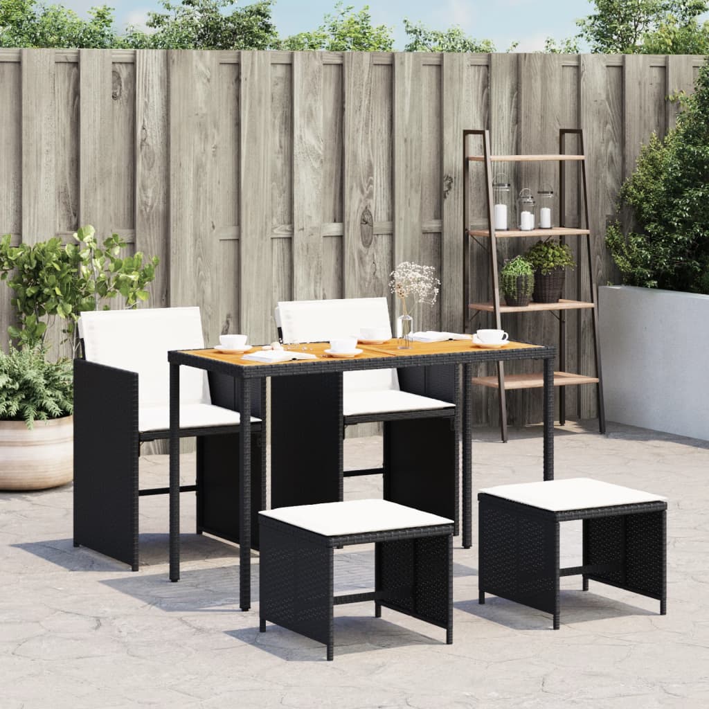 5-delige Tuinset met kussens poly rattan zwart is nu te koop bij PeponiXL, paradijselijk wonen!