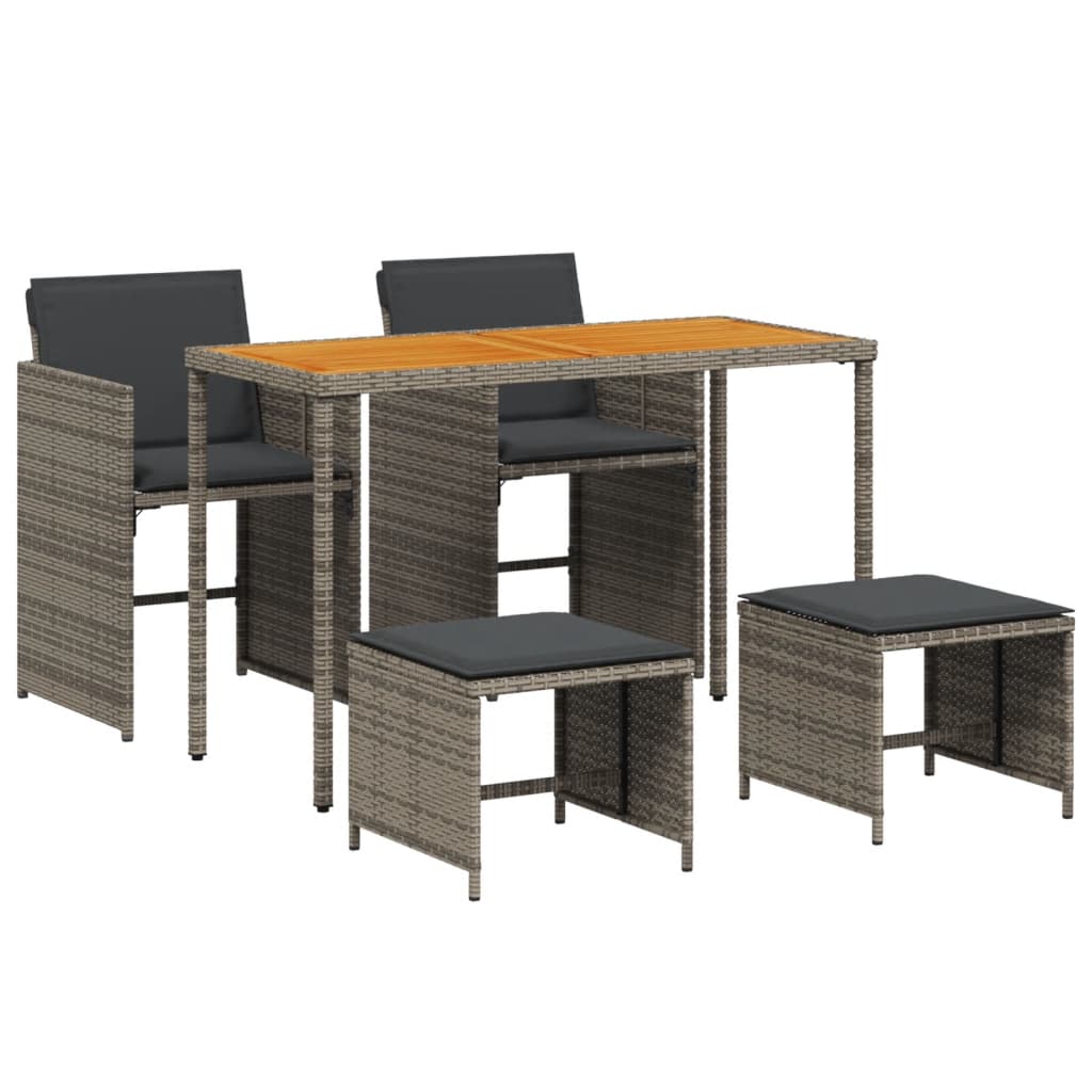 5-delige Tuinset met kussens poly rattan grijs is nu te koop bij PeponiXL, paradijselijk wonen!