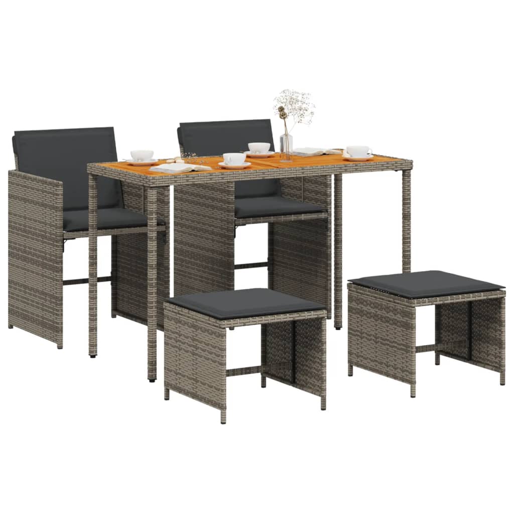 5-delige Tuinset met kussens poly rattan grijs is nu te koop bij PeponiXL, paradijselijk wonen!