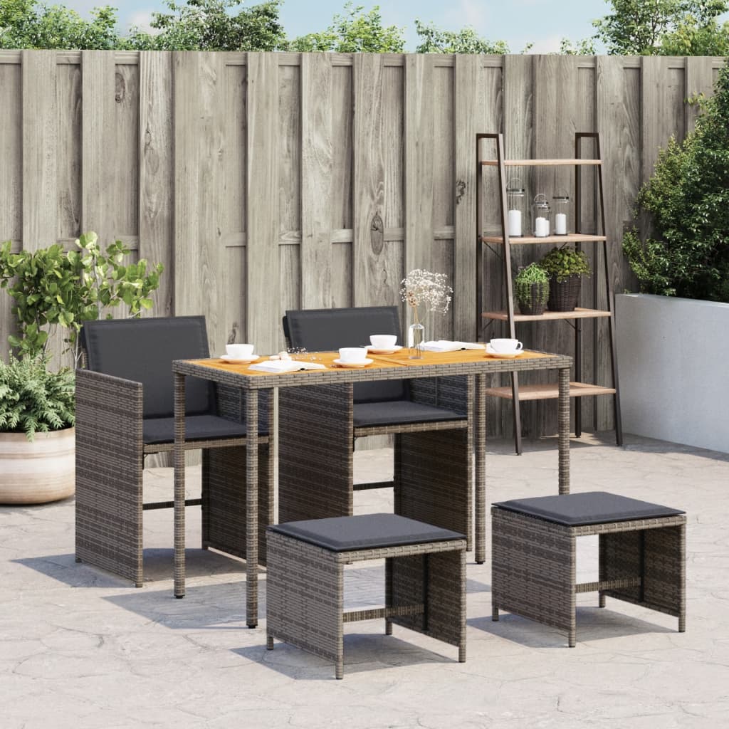 5-delige Tuinset met kussens poly rattan grijs is nu te koop bij PeponiXL, paradijselijk wonen!