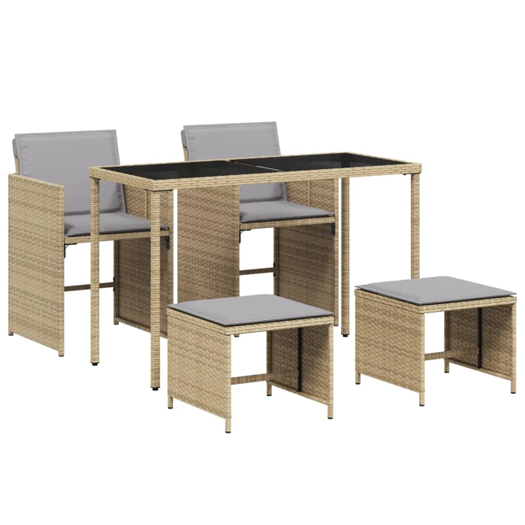 5-delige Tuinset met kussens poly rattan gemengd beige is nu te koop bij PeponiXL, paradijselijk wonen!