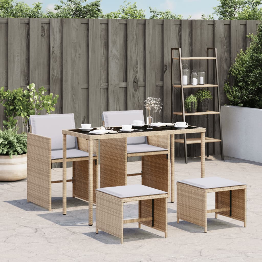 5-delige Tuinset met kussens poly rattan gemengd beige is nu te koop bij PeponiXL, paradijselijk wonen!