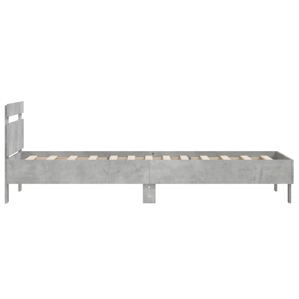 Bedframe met hoofdeinde bewerkt hout betongrijs 100x200 cm is nu te koop bij PeponiXL, paradijselijk wonen!
