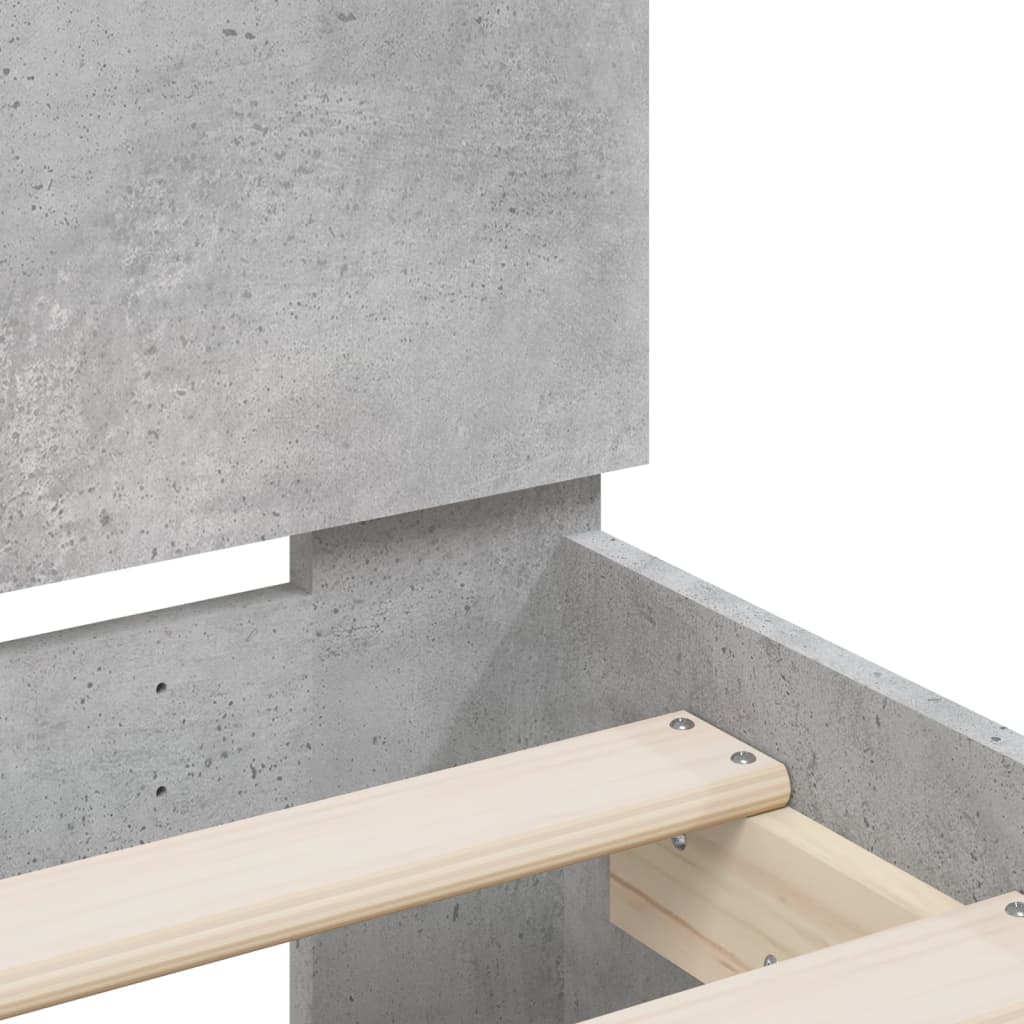 Bedframe met hoofdeinde bewerkt hout betongrijs 100x200 cm is nu te koop bij PeponiXL, paradijselijk wonen!