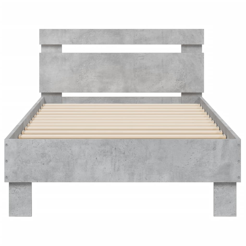 Bedframe met hoofdeinde bewerkt hout betongrijs 90x200 cm is nu te koop bij PeponiXL, paradijselijk wonen!