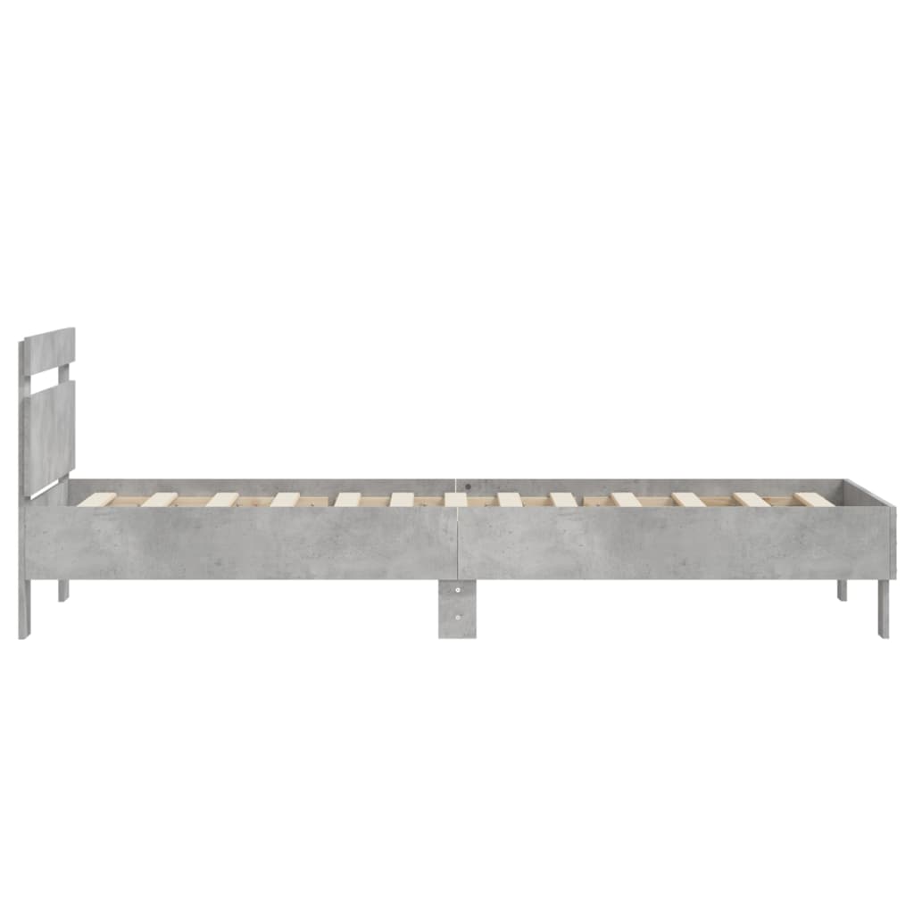 Bedframe met hoofdeinde bewerkt hout betongrijs 90x200 cm is nu te koop bij PeponiXL, paradijselijk wonen!