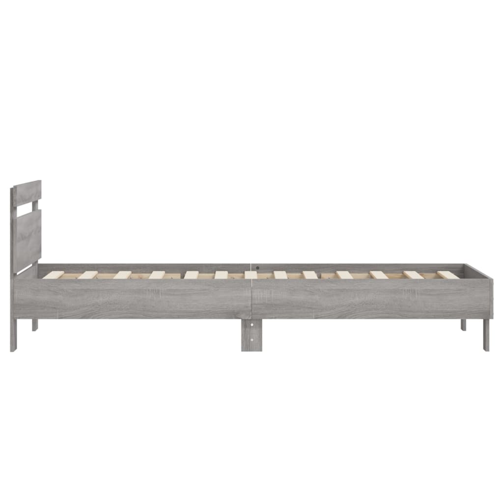 Bedframe met hoofdeinde bewerkt hout grijs sonoma 90x200 cm is nu te koop bij PeponiXL, paradijselijk wonen!