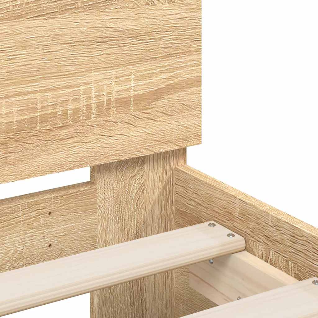 Bedframe met hoofdbord zonder matras sonoma eiken 75x190 cm is nu te koop bij PeponiXL, paradijselijk wonen!