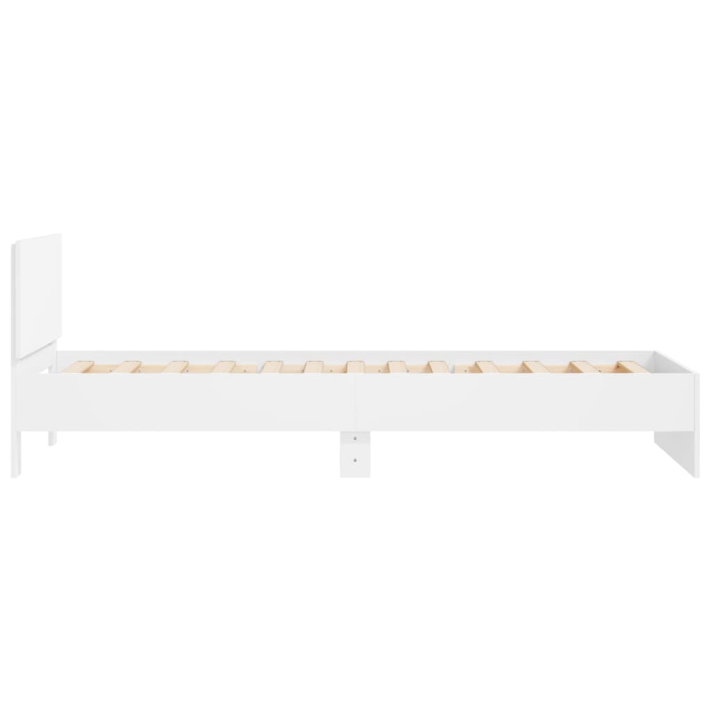 Bedframe met hoofdbord bewerkt hout wit 100x200 cm is nu te koop bij PeponiXL, paradijselijk wonen!