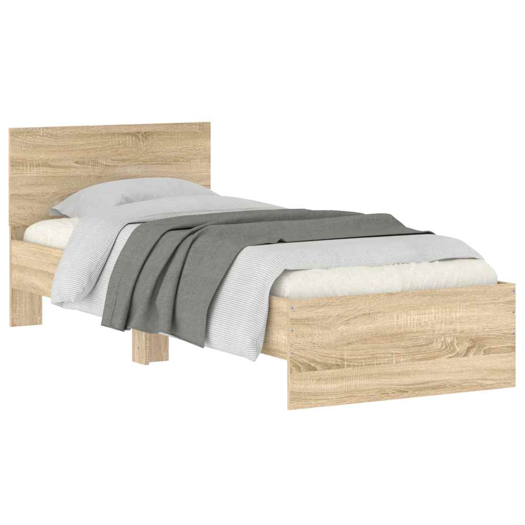 Bedframe met hoofdbord zonder matras sonoma eiken 75x190 cm is nu te koop bij PeponiXL, paradijselijk wonen!