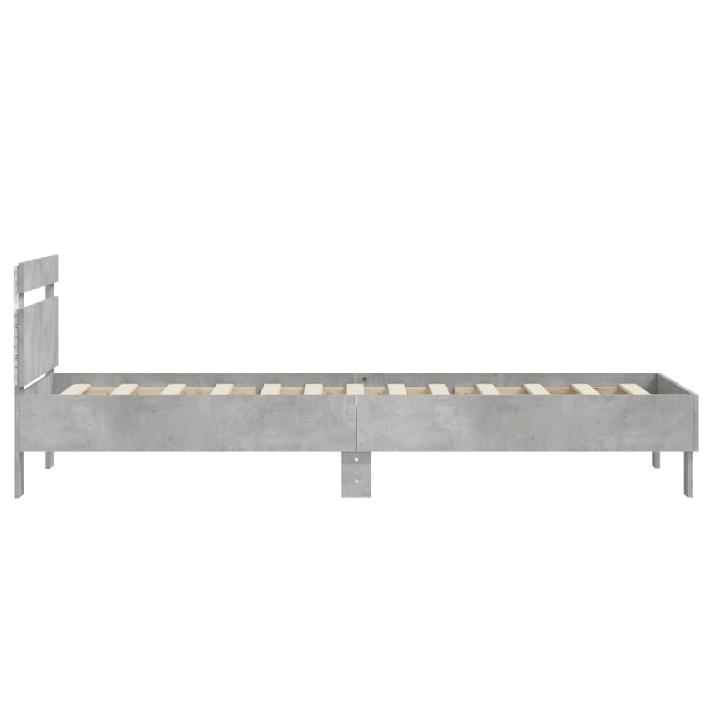 Bedframe met hoofdbord en LED-verlichting betongrijs 90x200 cm is nu te koop bij PeponiXL, paradijselijk wonen!