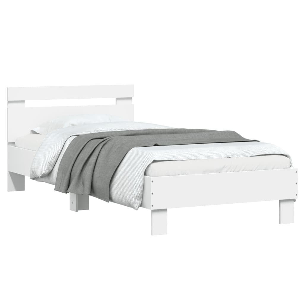 Bedframe met hoofdbord en LED-verlichting wit 90x190 cm is nu te koop bij PeponiXL, paradijselijk wonen!