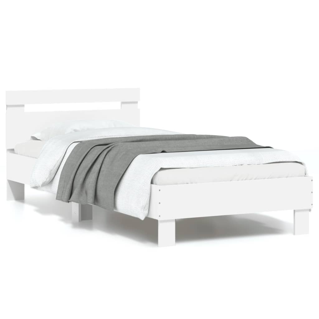 Bedframe met hoofdbord en LED-verlichting wit 90x190 cm is nu te koop bij PeponiXL, paradijselijk wonen!