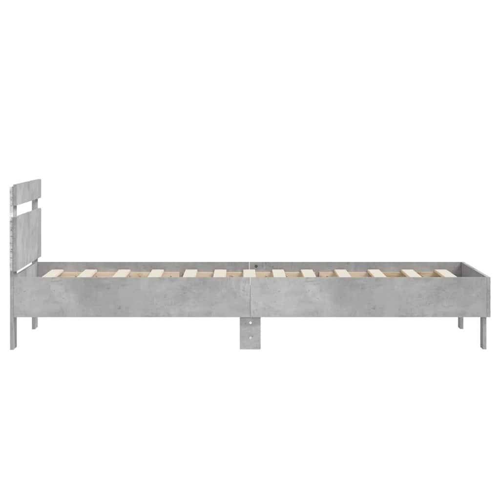 Bedframe met hoofdbord en LED-verlichting betongrijs 90x190 cm is nu te koop bij PeponiXL, paradijselijk wonen!