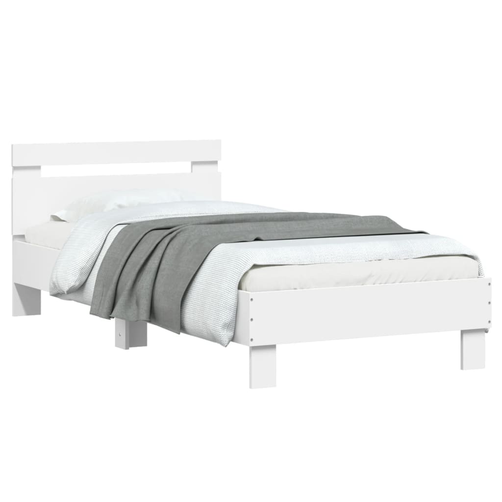 Bedframe met hoofdbord en LED-verlichting wit 75x190 cm is nu te koop bij PeponiXL, paradijselijk wonen!
