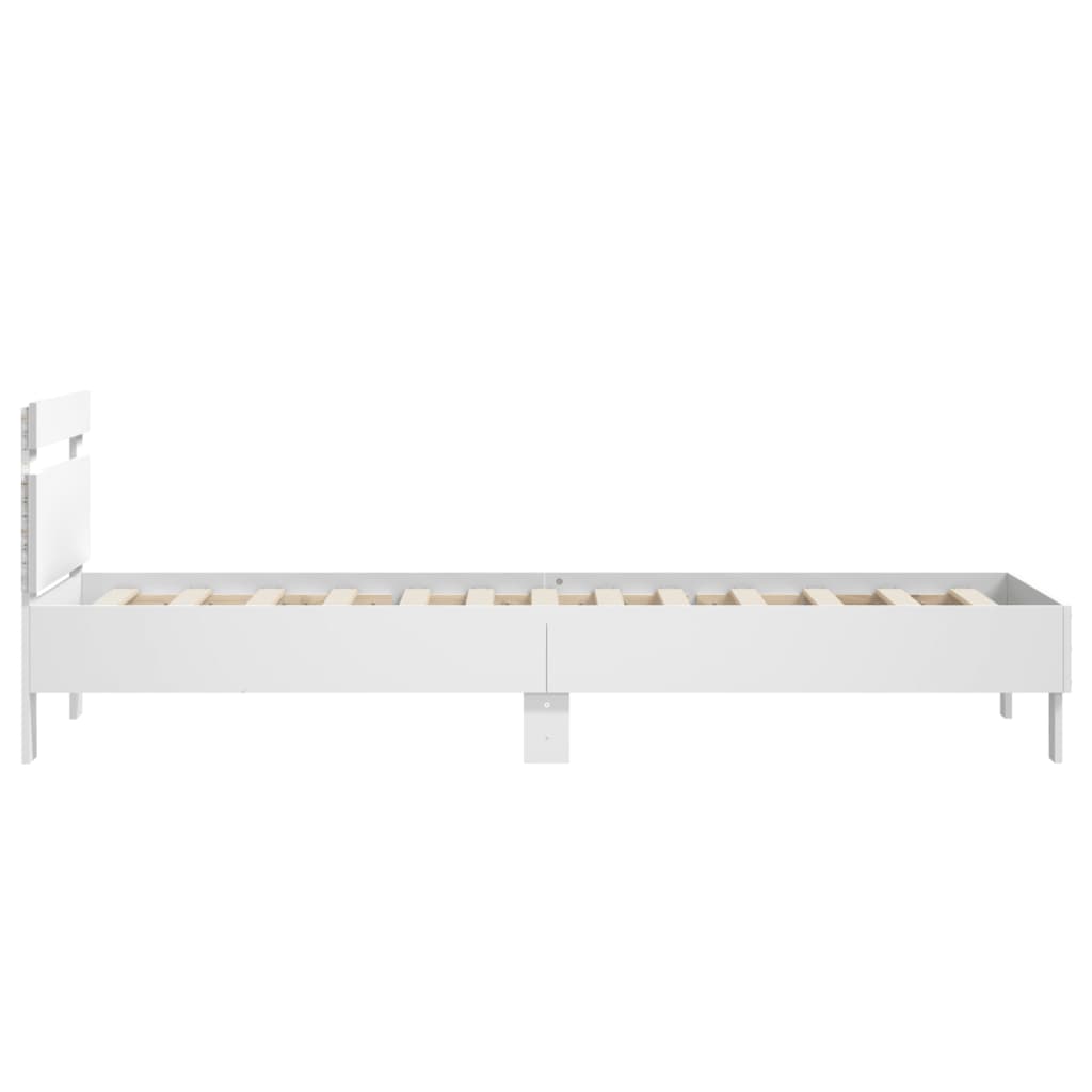 Bedframe met hoofdbord en LED-verlichting wit 75x190 cm is nu te koop bij PeponiXL, paradijselijk wonen!
