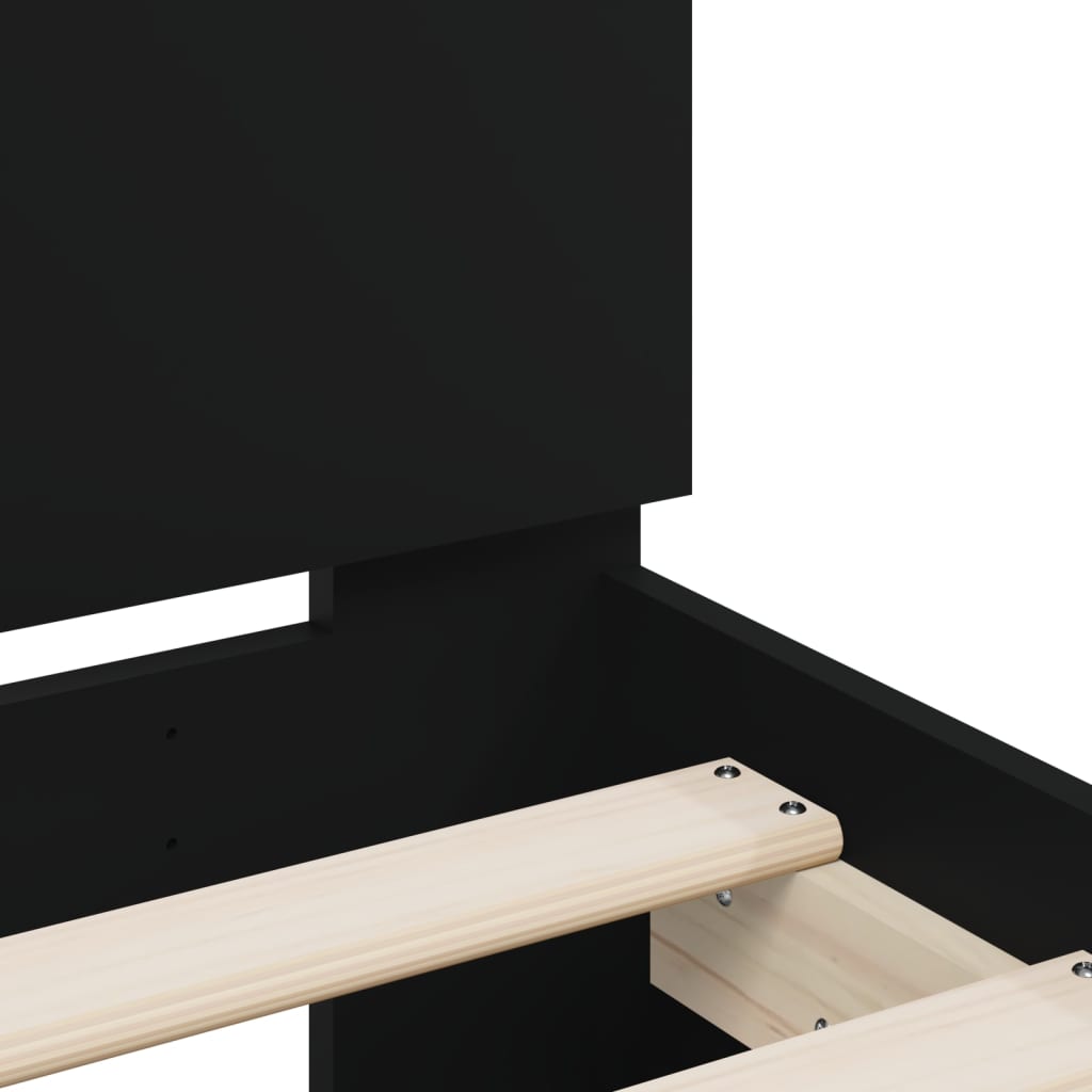 Bedframe met hoofdbord en LED-verlichting zwart 75x190 cm is nu te koop bij PeponiXL, paradijselijk wonen!