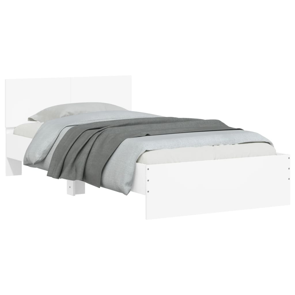 Bedframe met hoofdbord en LED-verlichting wit 100x200 cm is nu te koop bij PeponiXL, paradijselijk wonen!