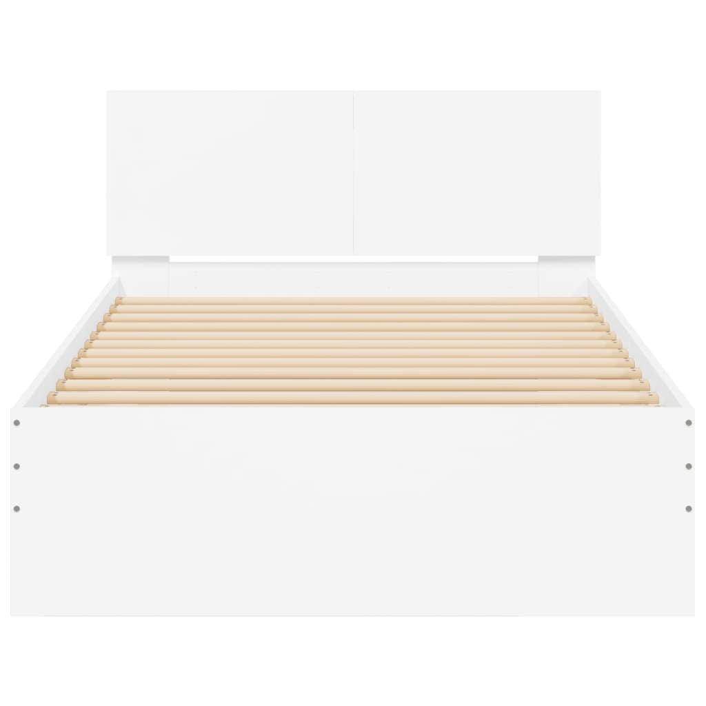 Bedframe met hoofdbord en LED-verlichting wit 100x200 cm is nu te koop bij PeponiXL, paradijselijk wonen!