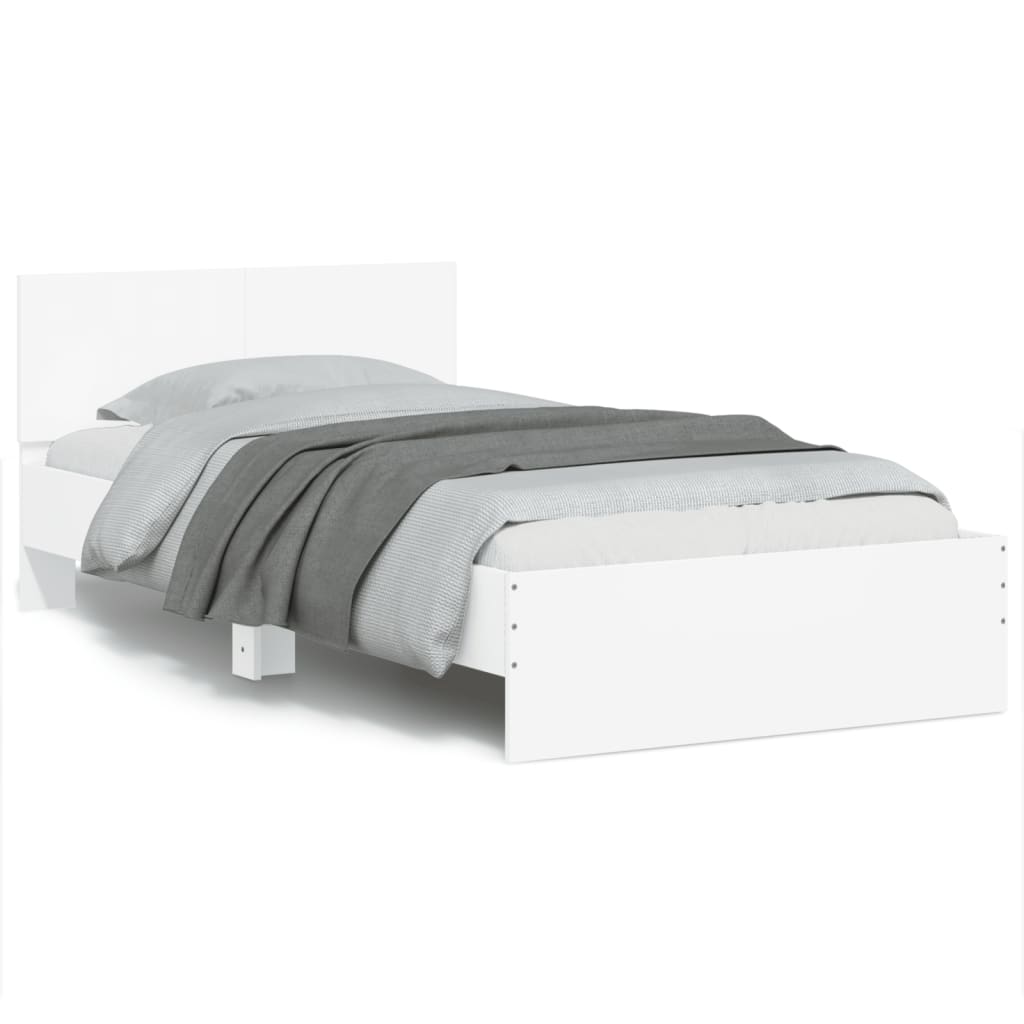 Bedframe met hoofdbord en LED-verlichting wit 100x200 cm is nu te koop bij PeponiXL, paradijselijk wonen!