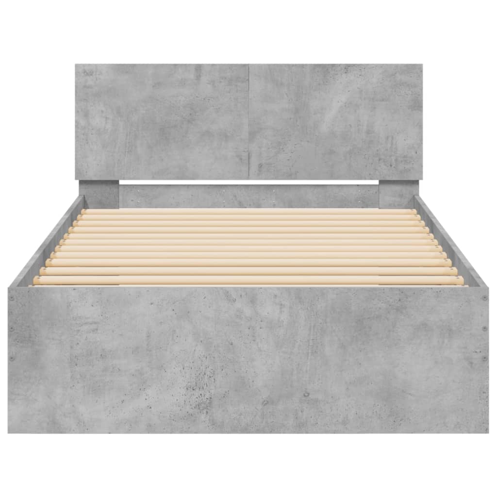 Bedframe met hoofdbord en LED-verlichting betongrijs 100x200 cm is nu te koop bij PeponiXL, paradijselijk wonen!