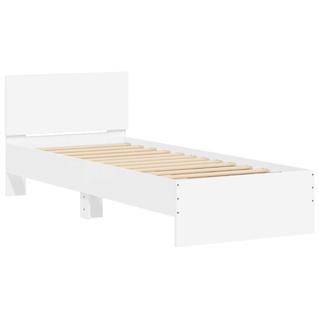 Bedframe met hoofdbord en LED-verlichting wit 90x190 cm is nu te koop bij PeponiXL, paradijselijk wonen!