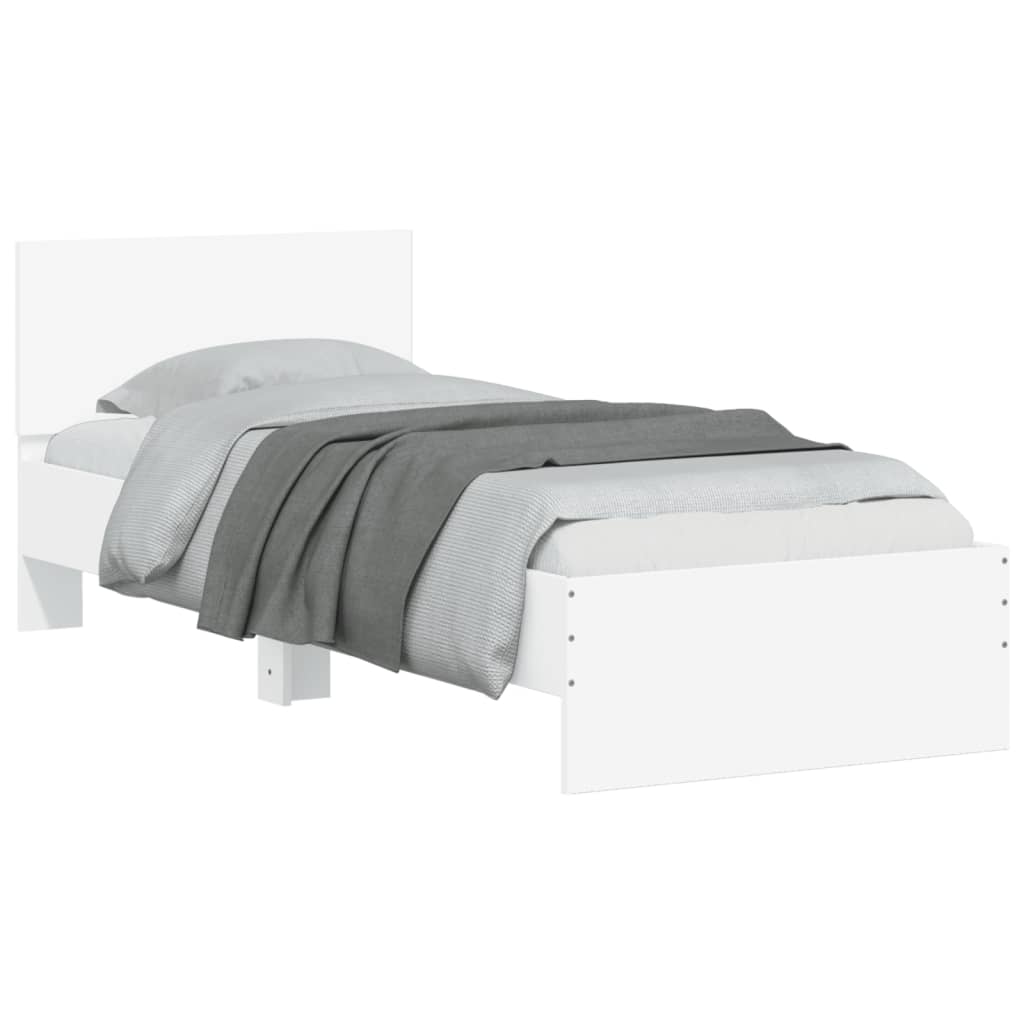 Bedframe met hoofdbord en LED-verlichting wit 90x190 cm is nu te koop bij PeponiXL, paradijselijk wonen!