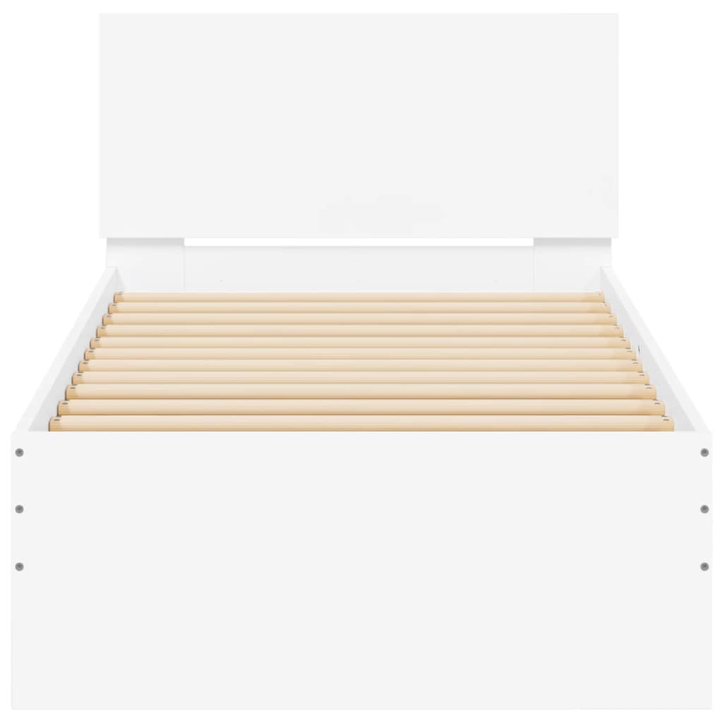 Bedframe met hoofdbord en LED-verlichting wit 90x190 cm is nu te koop bij PeponiXL, paradijselijk wonen!