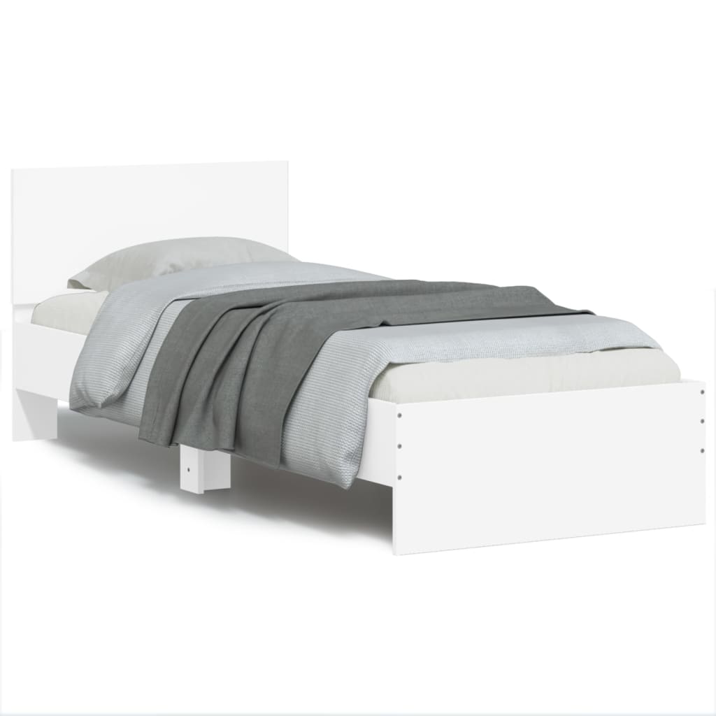 Bedframe met hoofdbord en LED-verlichting wit 90x190 cm is nu te koop bij PeponiXL, paradijselijk wonen!