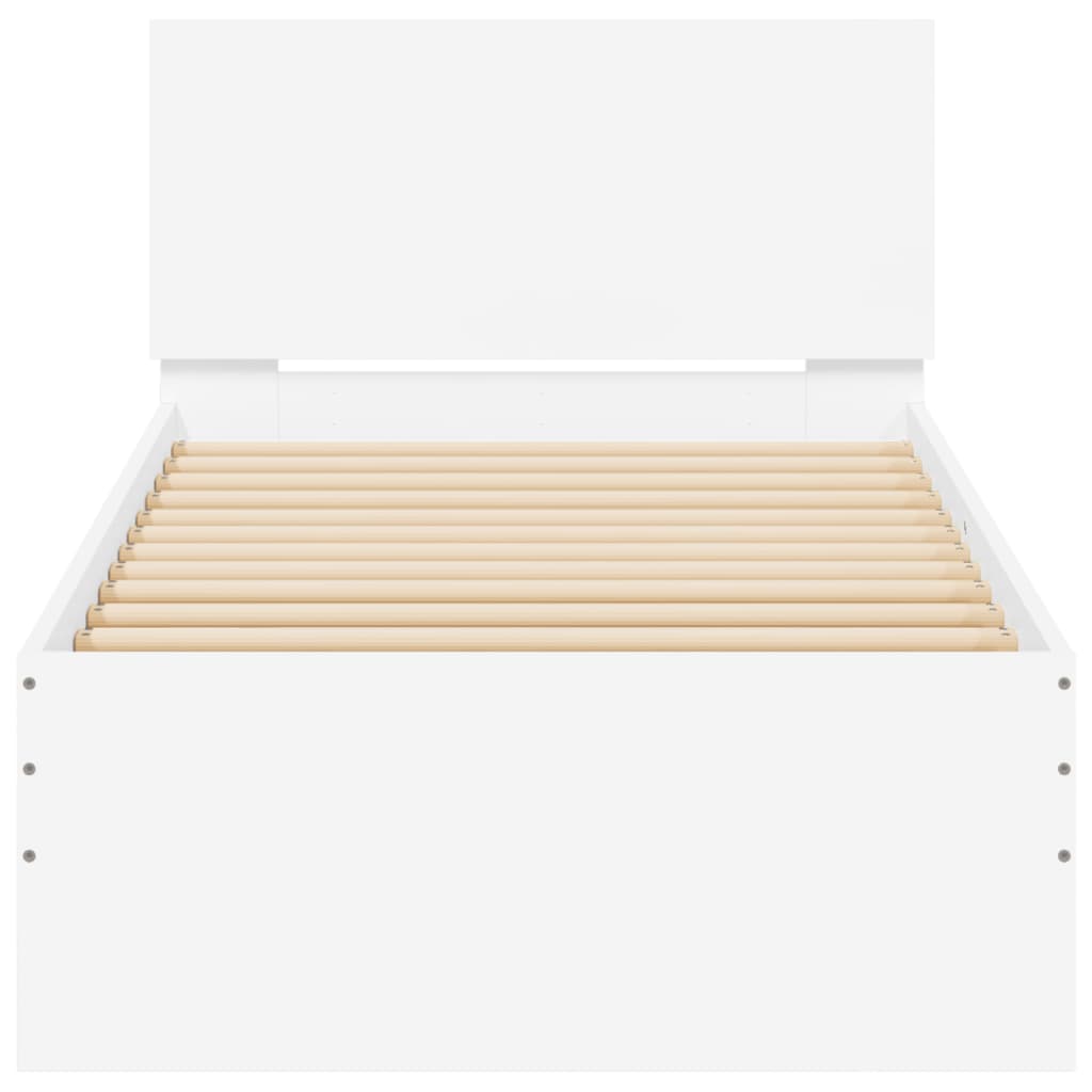 Bedframe met hoofdbord en LED-verlichting wit 75x190 cm is nu te koop bij PeponiXL, paradijselijk wonen!