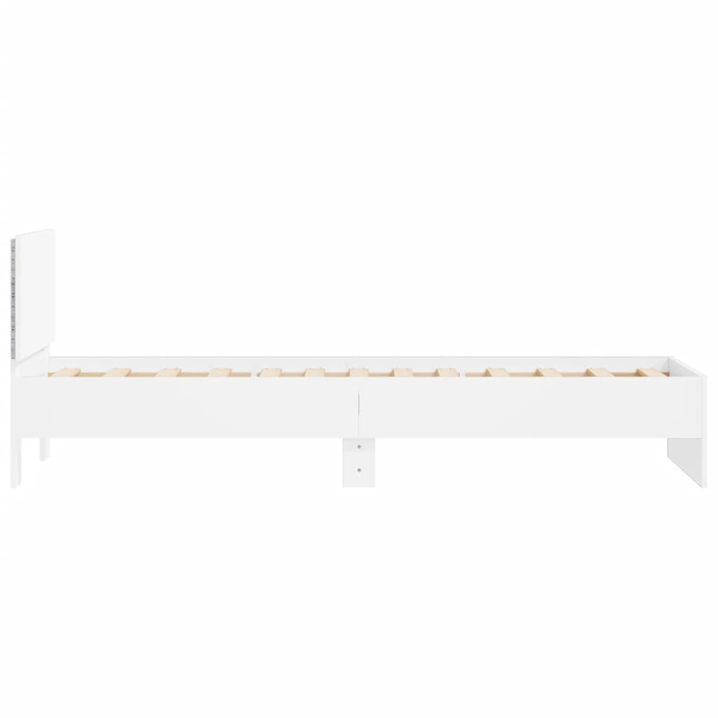 Bedframe met hoofdbord en LED-verlichting wit 75x190 cm is nu te koop bij PeponiXL, paradijselijk wonen!