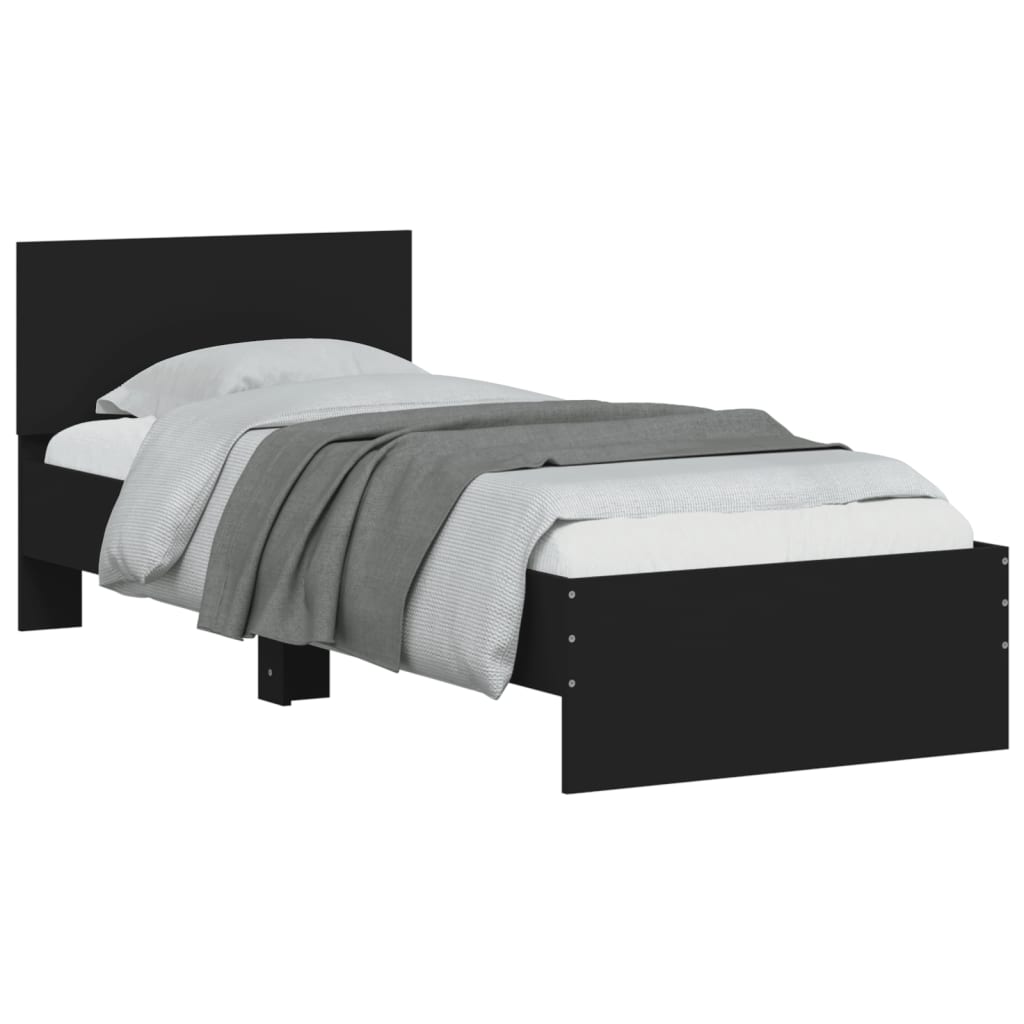 Bedframe met hoofdbord en LED-verlichting zwart 75x190 cm is nu te koop bij PeponiXL, paradijselijk wonen!