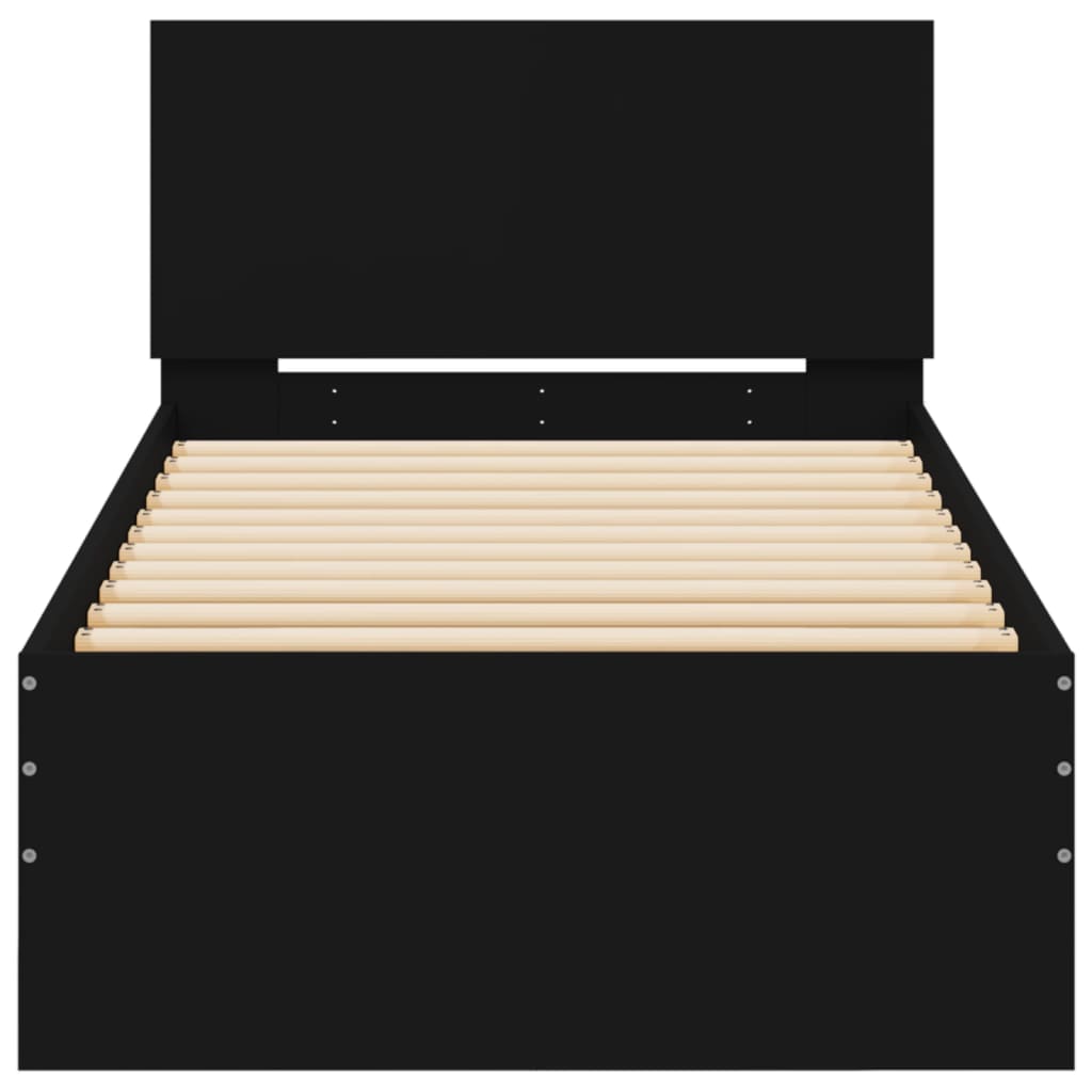Bedframe met hoofdbord en LED-verlichting zwart 75x190 cm is nu te koop bij PeponiXL, paradijselijk wonen!